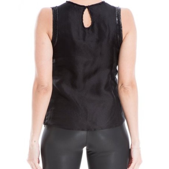 NWT Leon Max | Black Sequin Silk Tank - 10 - Picture 2 of 6